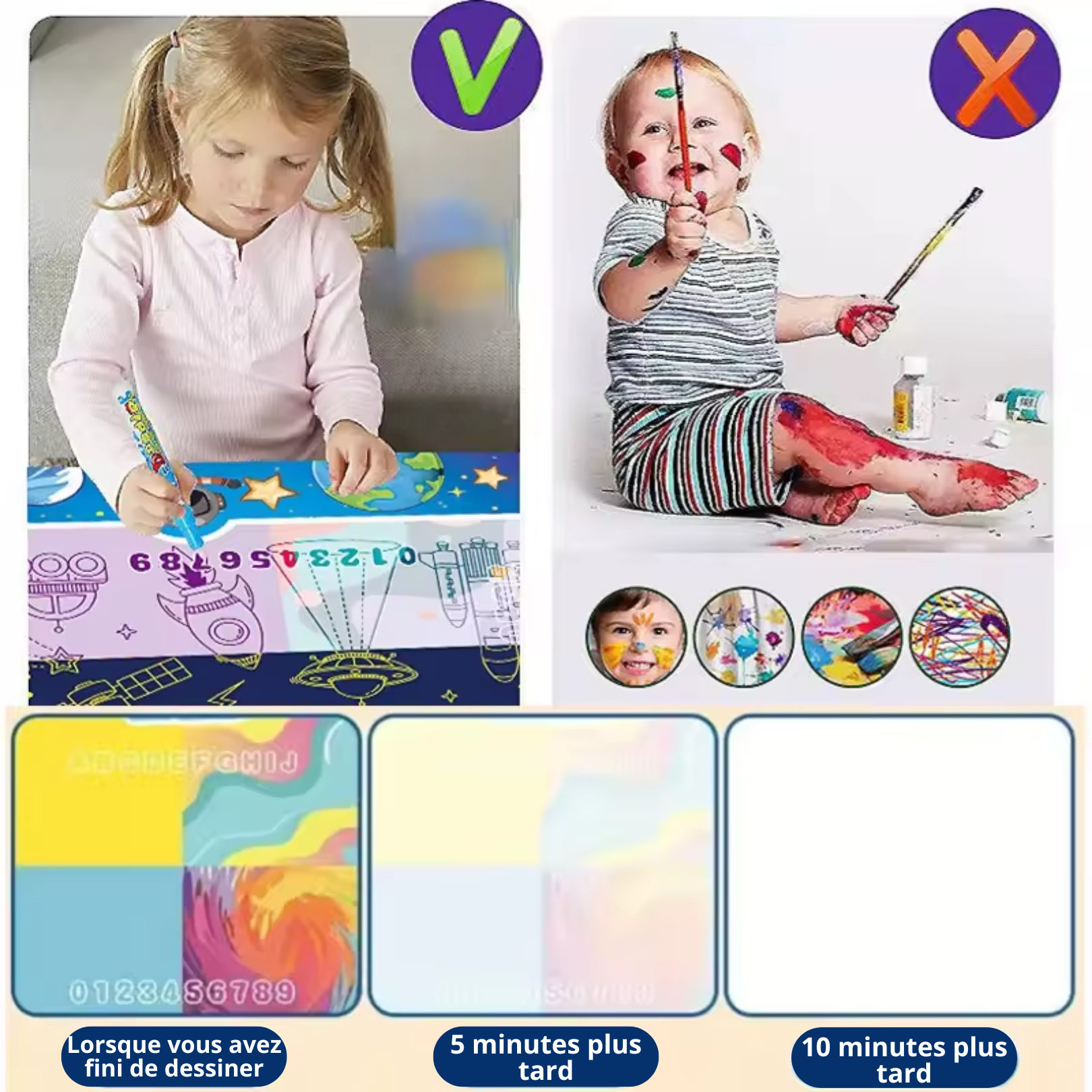 Tapis Magique - Laissez votre enfant aller au-delà de son imagination - Dessinez à base d'eau