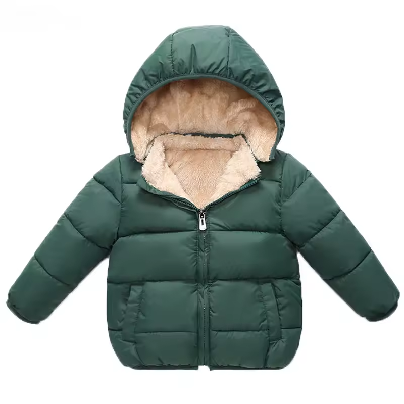 Veste d'hiver premium pour enfants avec capuche et doublure en cachemire