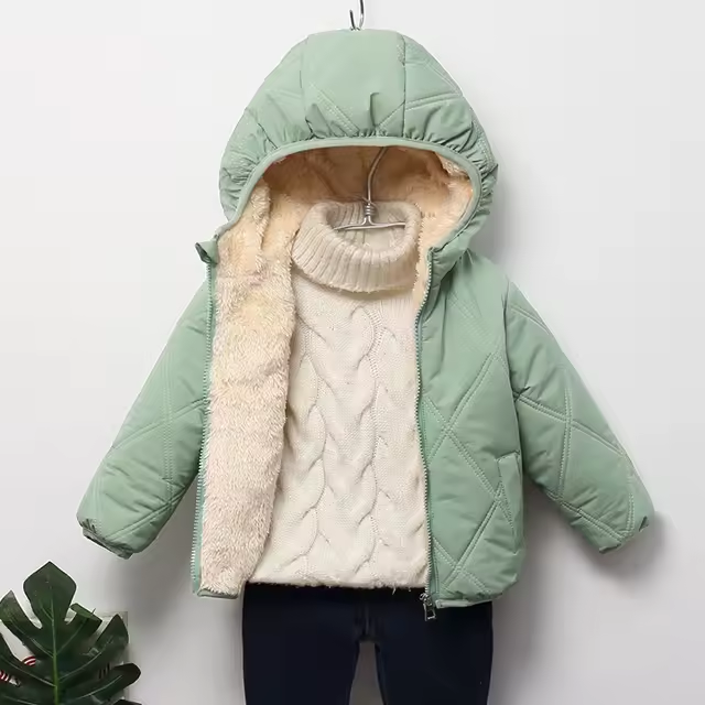 Veste d'hiver premium pour enfants avec capuche et doublure en cachemire