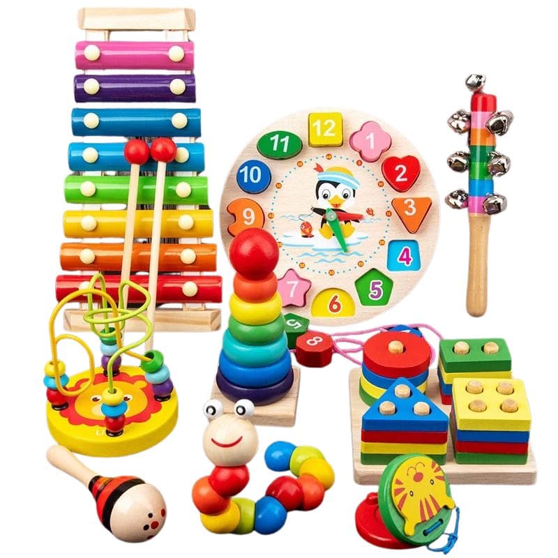 Kit Montessori en bois avec 9 jouets