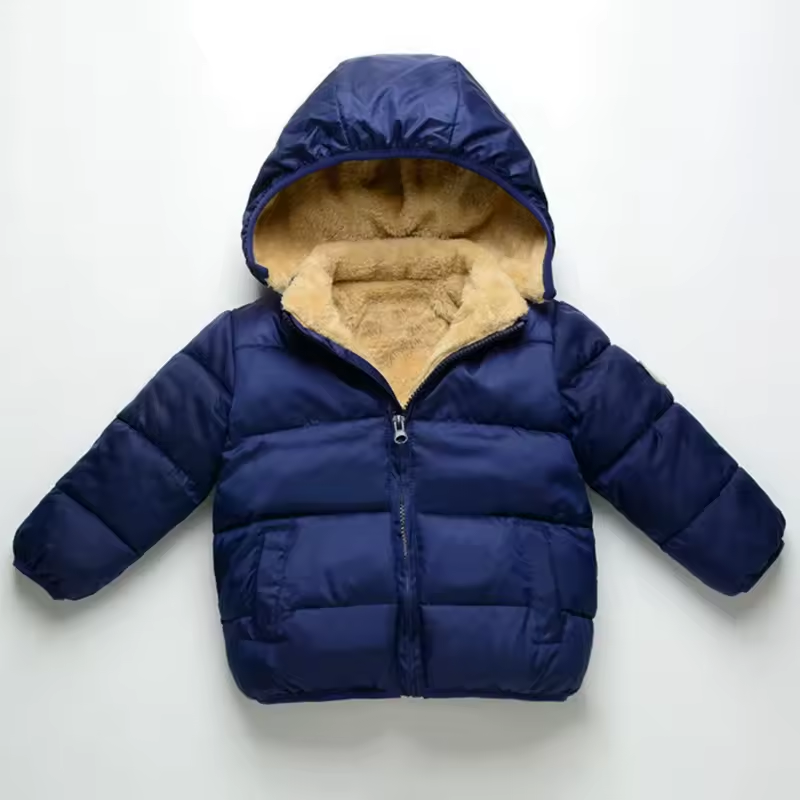 Veste d'hiver premium pour enfants avec capuche et doublure en cachemire